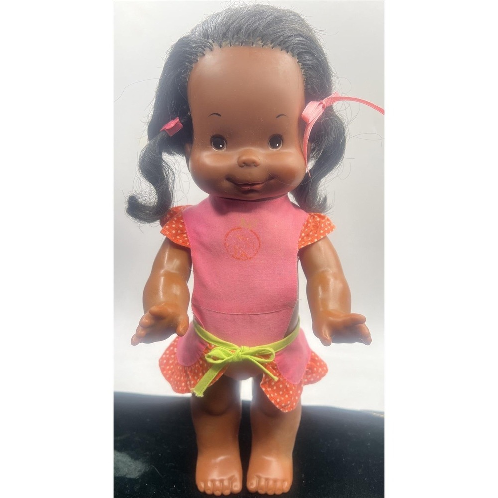 Vtg African American Doll of Color Ideal Whoopsie Push Tummy Squeak Hair Goes up